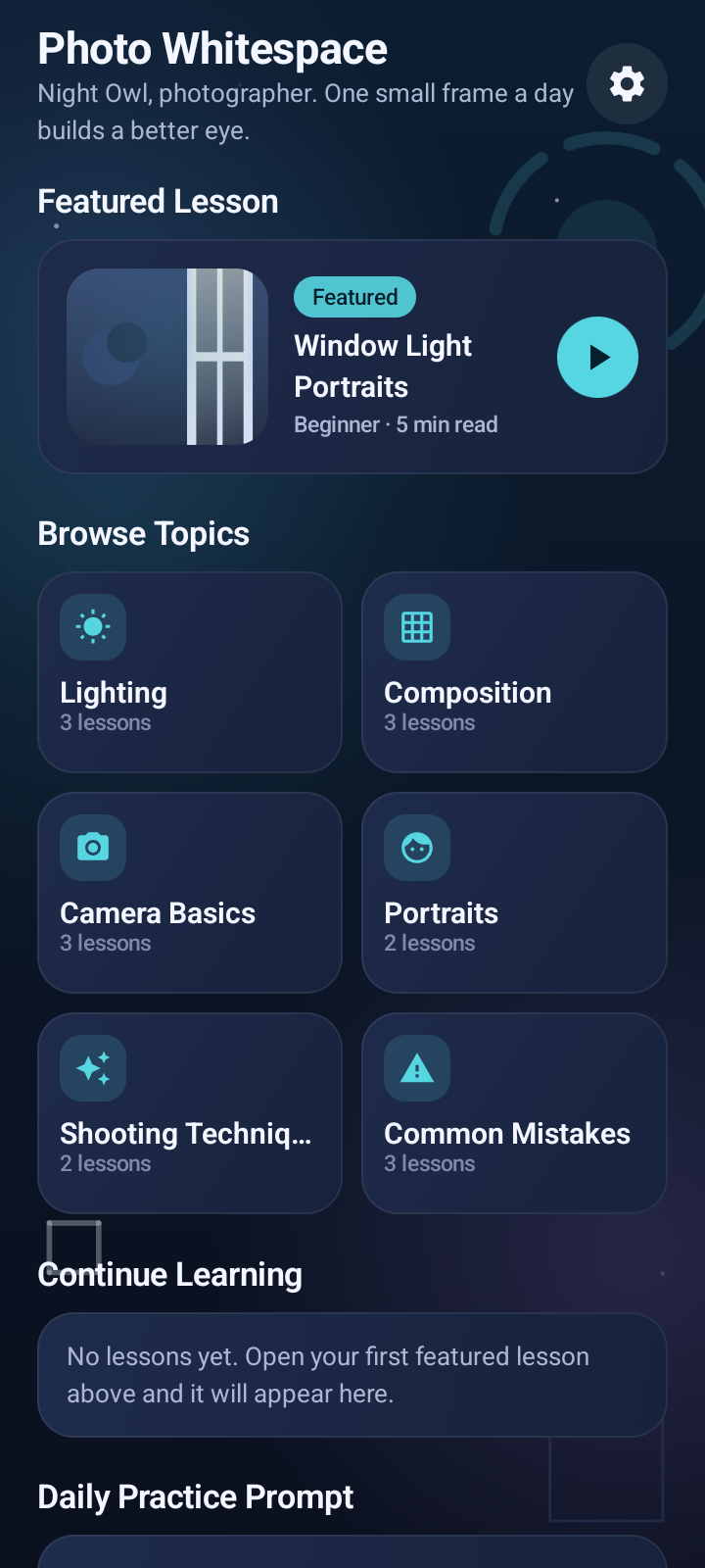 Photo Whitespace home screen